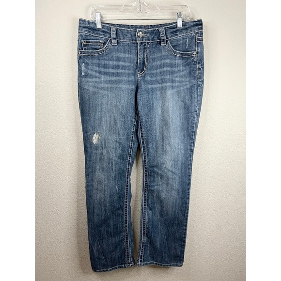 Supplies Bootcut Jeans Women's Size 12 Mid Rise Distressed Medium Wash Stretch - Picture 1 of 6